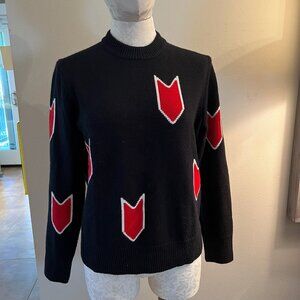 Gently Worn Rag and Bone Black, Red and White Arrow Jackson Wool Sweater XS